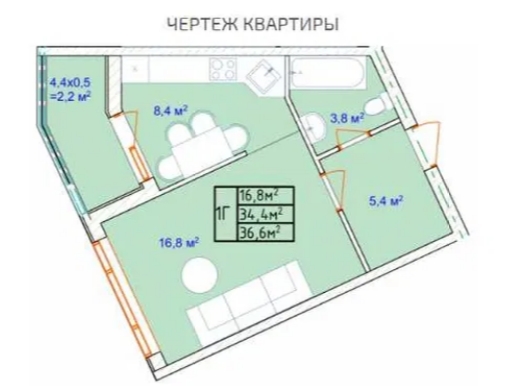 продажа однокомнатной квартиры номер A-174439 в Киевском районе, фото номер 1